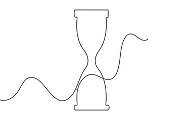 Obraz premium Continuous one line drawing of hourglass minimalist isolate outline vector illustration