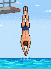 Obraz premium Pixel Art Swimmer