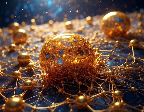 Golden orbs interconnected in luminous network