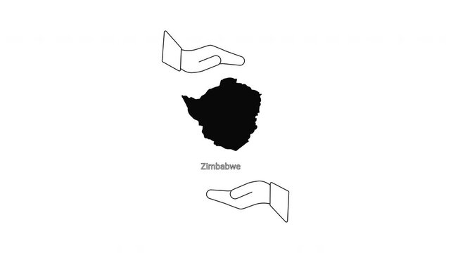 Zimbabwe map outline held by hands illustration.
