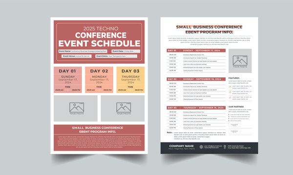 Event Schedule Design for Business Concept with Two Page Perfect Color Layout Design