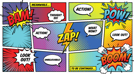 Colorful Comic Pop Art Panels With Speech Bubble EffectsColorful Comic Pop Art Panels With Speech Bubble Effects © Akramul