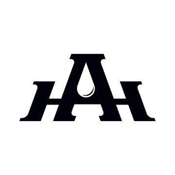 Bold AH Monogram Logo With Water Drop Element For Water, Beverage And Brand Identity