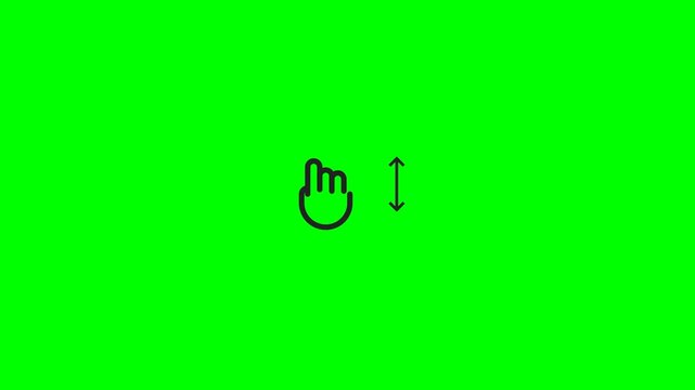 Touchscreen Hand Gesture Scroll Up and Down Animation on Green Screen Background