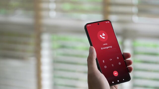 Man calling emergency number for crisis situation