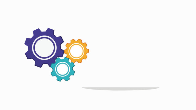 Gears icon set, colorful cogs, mechanical symbols