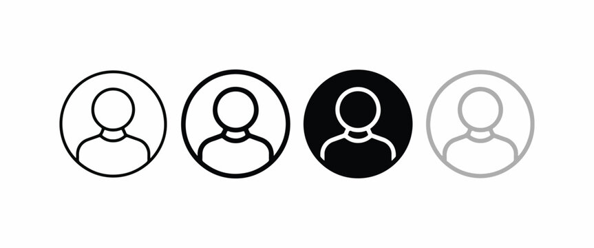 User profile avatar icon set, default member placeholder vector template in line and flat styles