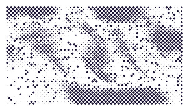 Abstract halftone dot texture pattern with scattered circle elements vector illustration.