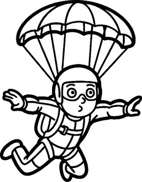 Illustration of Person Skydiving with Parachute Open.