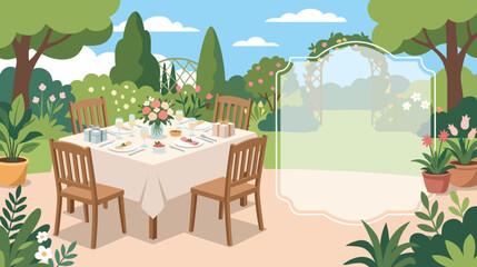Obraz premium Garden Brunch Bridal Shower Invitation Scene