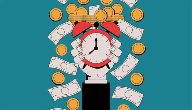 Financial Management and Time Value Concept Flat Illustrations.eps