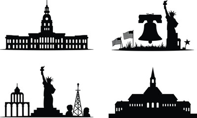 Obraz premium Black and white of famous landmarks and monuments eiffel tower