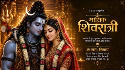 Obraz premium Traditional Mahashivratri Pradosh Vrat Masik Shivratri Nishita Kaal Sital Sasthi puja of Bhagwan Shiv Shankar Bhujang Mahadev Bholenath Mahakal Parvati ShivShakti