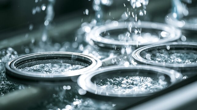 Medium shot capturing the phosphate coating process on piston rings showcasing chemical treatment lines improving corrosion resistance and wear performance.