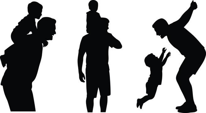 Black silhouette of three people dancing in different poses