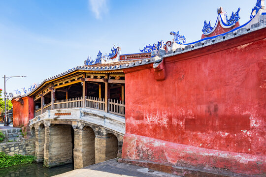 The Japanese bridge in Hoi An, Vietnam. The Japanese covered bridge is a historical landmark in Hoi An.