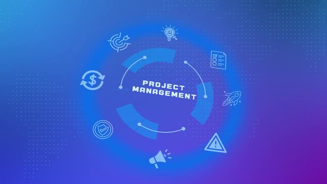 Project management timeline planning framework concept with checklist document icon in a digital tech hud circular interface.