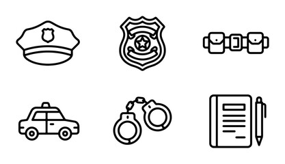 Police Icons Set: Law Enforcement Symbols, Justice, Security, and Crime Fighting Vector Graphics © Mahfuzur