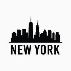 Fototapeta premium New York City Skyline Black Silhouette On White Background