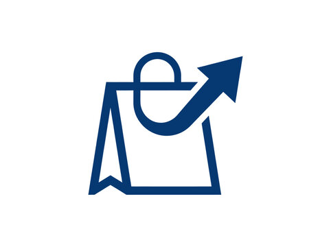 Shopping bag with arrow up icon for business growth
