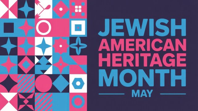 Jewish American Heritage Month banner with colorful geometric pattern