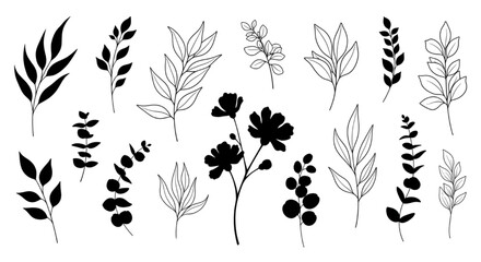 Fototapeta premium Luxury Botanical Clipart Vector Set for Architectural Branding and Interior Graphics