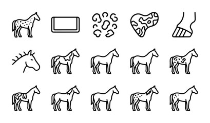 Horse Icon Set, Equine Vector Graphics, Animal Silhouette Collection, Livestock Symbols © Sultana