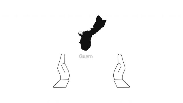 Guam map silhouette with hands illustration graphic design.
