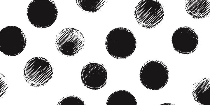 Black ink circles pattern on white background