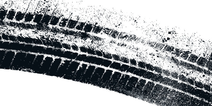 Black tire track imprint with splatter effect