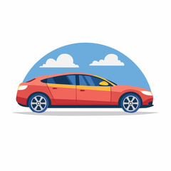 Obraz premium Red Sedan Car Illustration