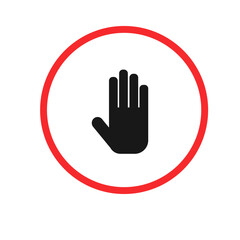 Obraz premium Stop hand icon. Stop sign. Vector illustration, flat design.