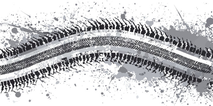 Grungy tire tracks and splatter background