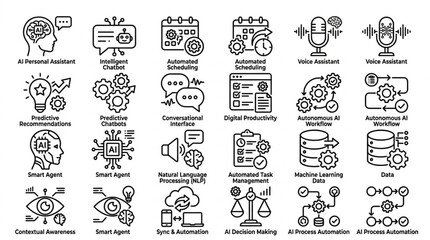 Obraz premium Black and white technology icons set.