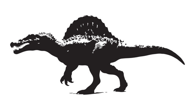 Spinosaurus Dinosaur Silhouette Vector Art. Ancient Carnivore Illustration.