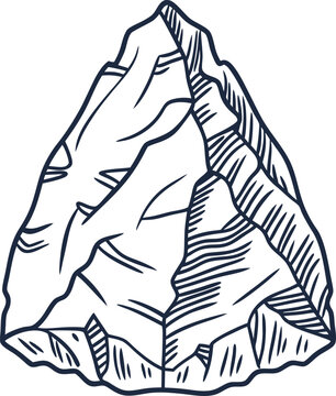 Hand drawn flint stone arrowhead illustration, prehistoric tool design, ancient sharp rock artifact
