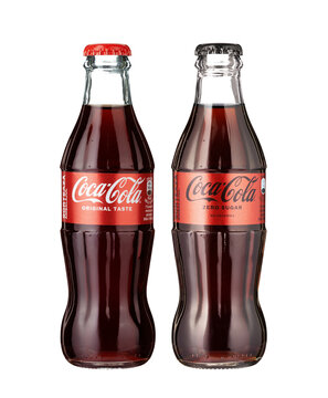 Coca-Cola original and Zero Sugar glass bottles