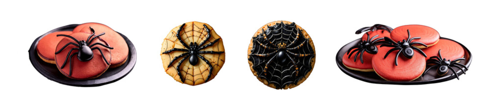 Black Widow Spider Cookies on transparent background