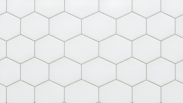 White hexagonal tile pattern with gray grout lines, seamless design