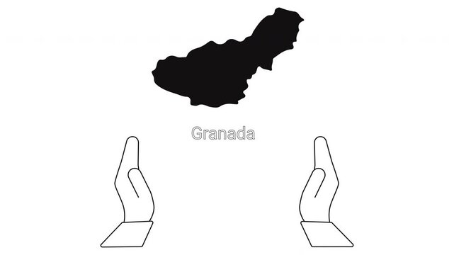 Map of Grenada with hands protecting it.