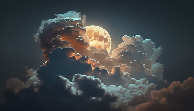 Beautiful cloud moon