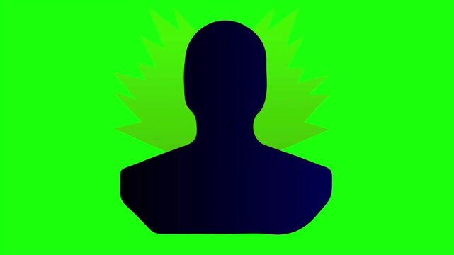 Animated Human Silhouette with Comic Explosion Background | Green Screen UI Asset