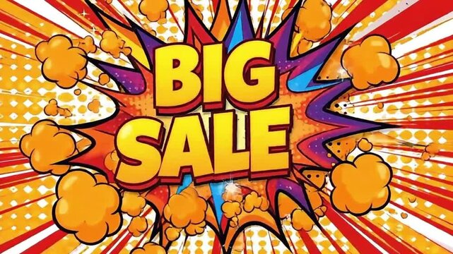 Vibrant Big Sale advertisement with explosion and colorful rays on white background