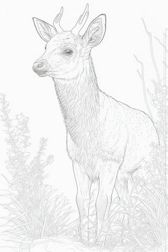 Gentle elk calf illustration designed for colouring sheets.