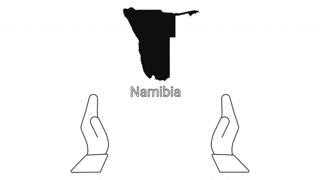 Namibia Map Silhouette with Helping Hands Illustration.