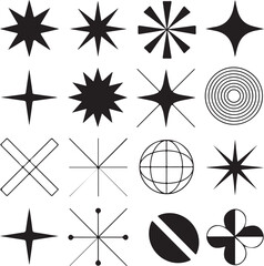 Obraz premium various starburst, sparkle, and geometric shapes