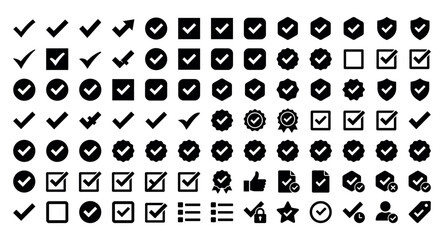 Checkmark Icons Set – Approve, Verified and Success Symbols Collection © Vova