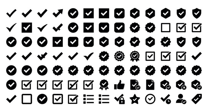 Checkmark Icons Set &ndash; Approve, Verified and Success Symbols Collection