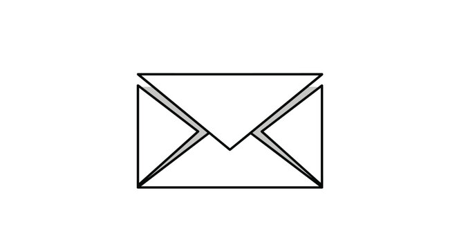 Simple icon of a closed white envelope with a thin black outline and grey shadows for a clean and professional look.
