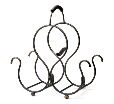Empty metal countertop wine bottle rack